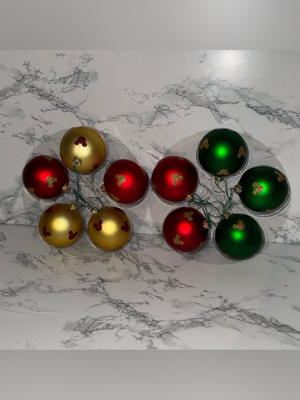 Disney Parks Mickey Mouse Glitter Round Christmas Ornaments - Picture 5 of 10